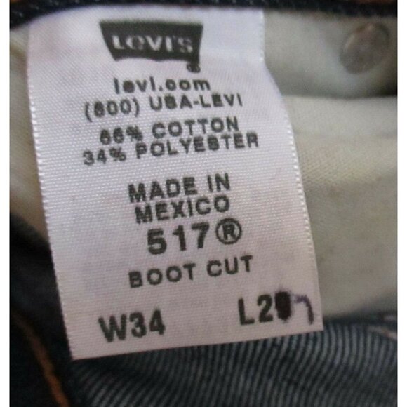 Mens Levi's 517 Jeans 32x26 Bootcut Raw Dark Denim Poly Blend Stretch Jeans - Picture 4 of 5
